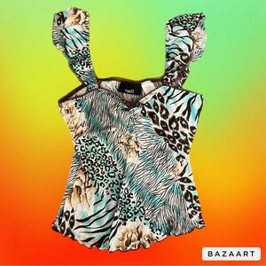 y2k style animal print cropped tank top!